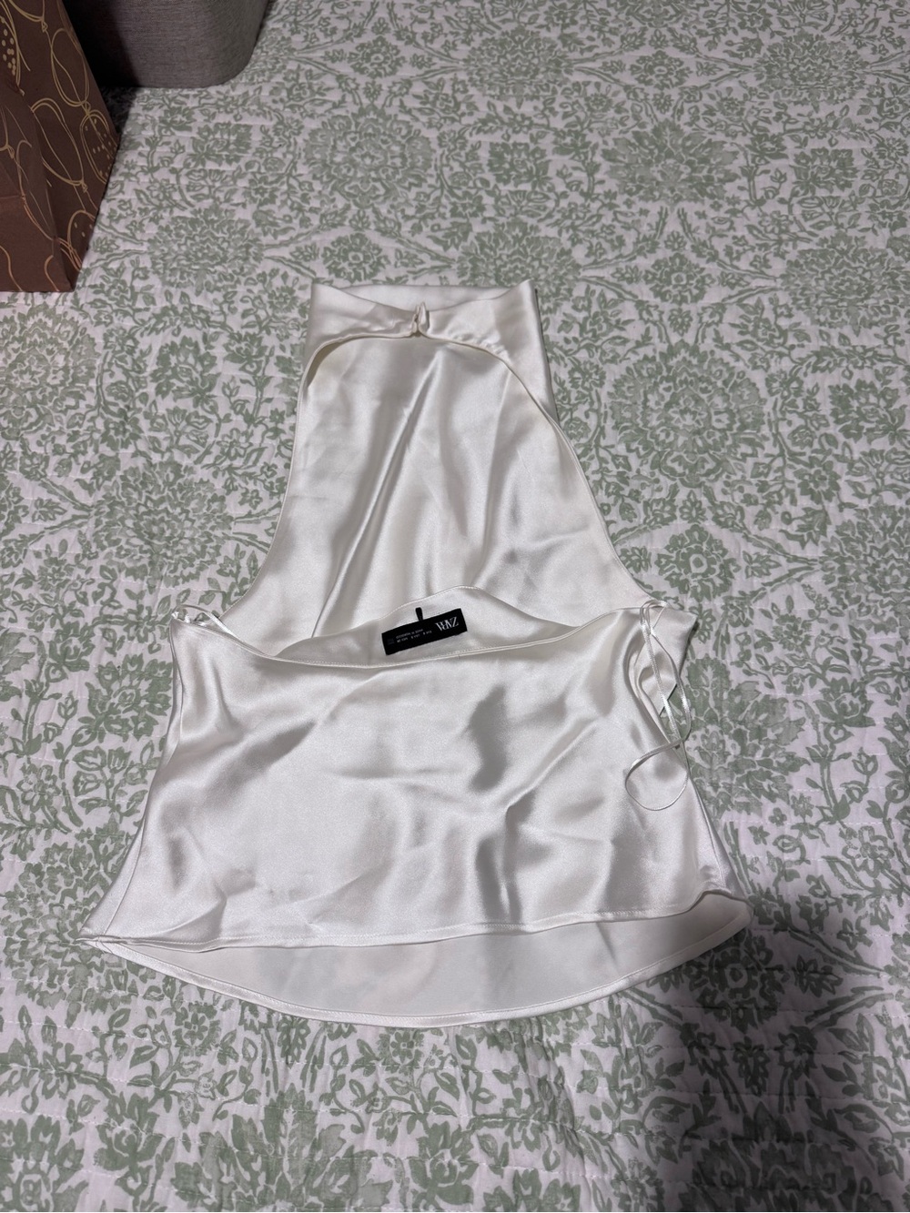 Zara Ivory Satin Halter Cami